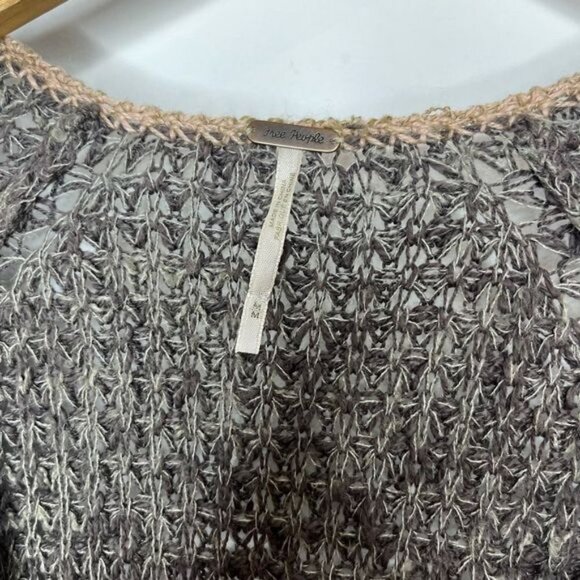 Free People Women’s Medium Deep V Colorblock Cardigan Mohair Blend Chunky Knit - Picture 5 of 12